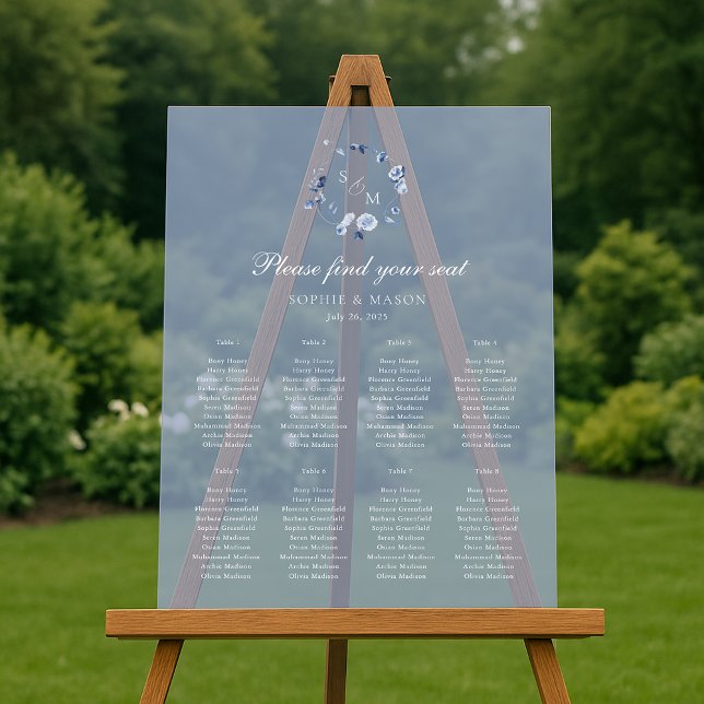 Dusty Blue Floral Wedding Seating Chart (Creator Uploaded)