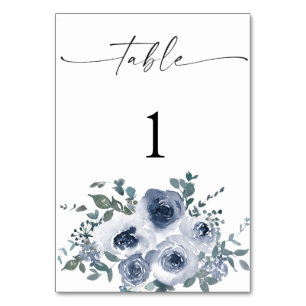 Dusty Blue Floral Wedding Table Numbers
