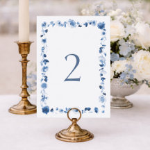Dusty Blue Floral Wedding Table Numbers 1–29