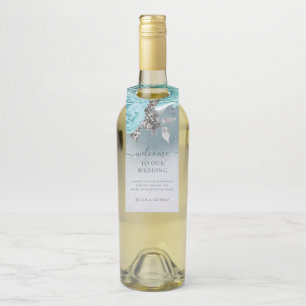 Dusty Blue Floral Wedding Thank you Bottle Tag