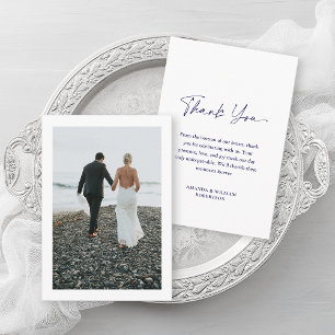 Dusty Blue Floral Wedding Thank You Card 