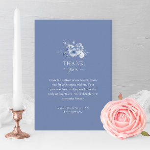 Dusty Blue Floral Wedding Thank You Card