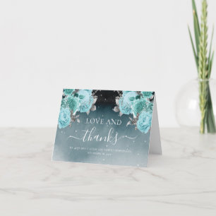 Dusty Blue Floral Wedding Thank you Card