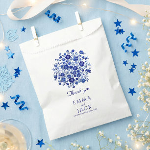 Dusty Blue Floral Wedding thank you Favour Bags