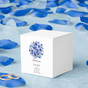 Dusty Blue Floral Wedding thank you Favour Box