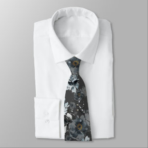 Dusty Blue Floral Wedding Tie
