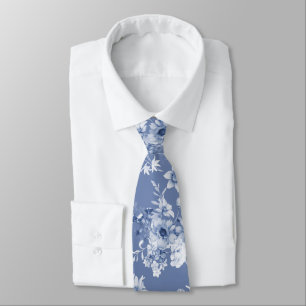 Dusty Blue Floral Wedding Tie