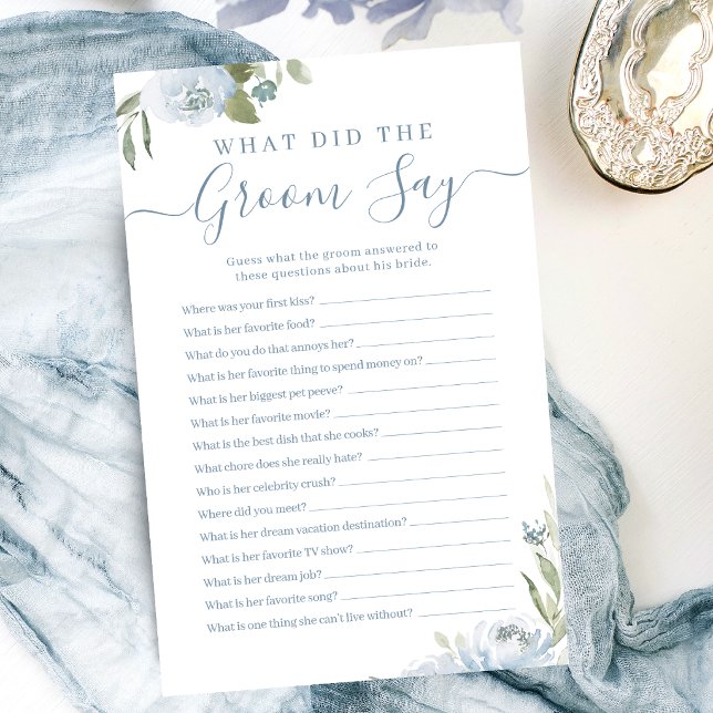Dusty blue floral what did the groom say game (Dusty blue floral what did the groom say game)
