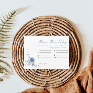 Dusty Blue Floral where were they Bridal Game Card