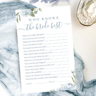 Dusty blue floral who knows the bride best game