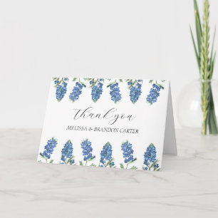 Dusty Blue Floral Wildflower Wedding Thank you  Card