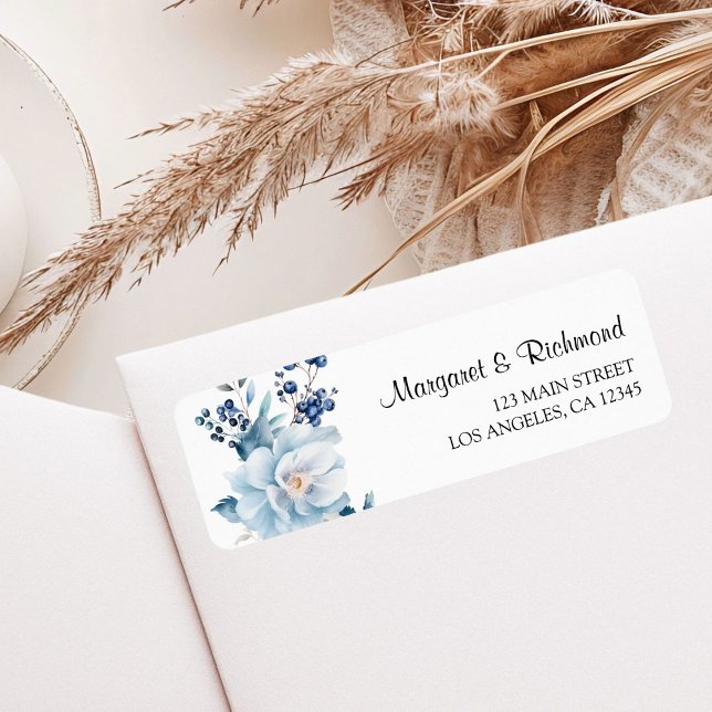 Dusty Blue Floral Winter Wedding Address (Creator Uploaded)