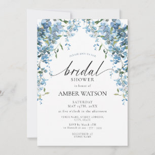 Dusty Blue Floral Wisteria Bridal Shower Invitation