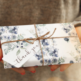 Dusty Blue Floral Wrapping Paper Sheets