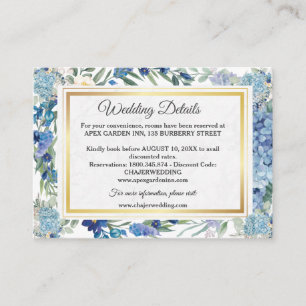 Dusty Blue Floral Wreath Greenery Wedding Enclosure Card