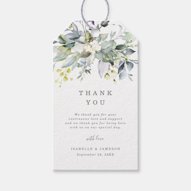 Dusty Blue Florals Gift Tags (Front)