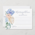 Dusty Blue Florals Marriage Advice Cards<br><div class="desc">These dusty blue florals marriage advice cards are the perfect activity for a spring or summer wedding reception or bridal shower. The dainty design features light blue peonies arranged with peach and cream flowers in a gorgeous bouquet. Personalise these cards with the name of the bride and groom.</div>