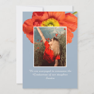 Dusty Blue Florals Photo Frame Modern Graduation Announcement
