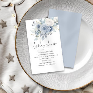 Dusty Blue Florals Script Display Baby Shower  Enclosure Card