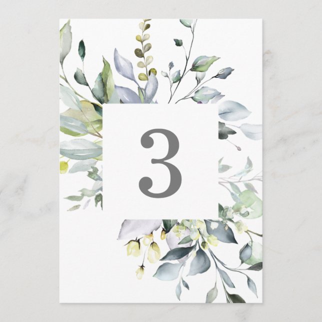 Dusty Blue Florals Table Numbers (Front)