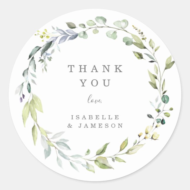 Dusty Blue Florals Thank You Sticker Tag (Front)