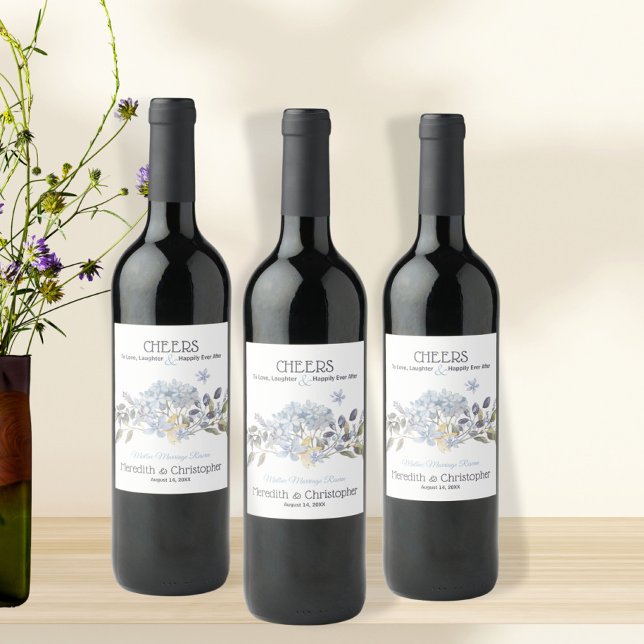 Dusty Blue Florals Wine Label (Creator Uploaded)