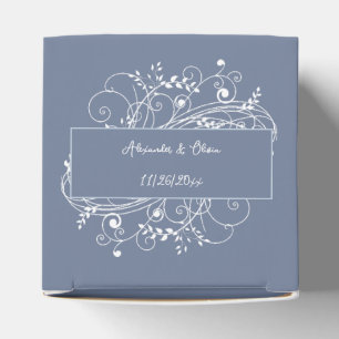Dusty Blue Flourish Wedding Favour Box