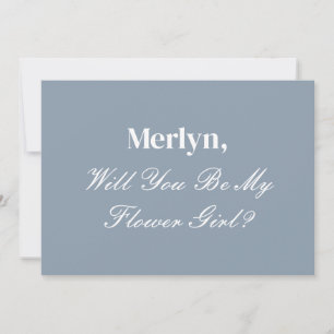 Dusty Blue Flower Girl Proposal Wedding Minimal Invitation