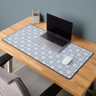 Dusty Blue Flower Pattern Desk Mat