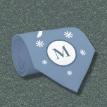 Dusty Blue Flower Power Monogram Neck Tie<br><div class="desc">A Dusty Blue colored tie with a monogram letter,  Flower Power design and floral embellishments. Personalize it with your initial,  or that of your husband or dad,  and make a nice gift for a birthday!</div>