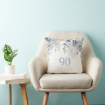 Dusty Blue Flowers 90th Birthday Party Gift Cushion<br><div class="desc">Dusty Blue Flowers 90th Birthday Party Gift Throw Pillow

See matching collection in Niche and Nest Store</div>
