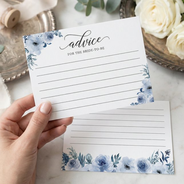 Dusty Blue Flowers Advice and Wishes Card (Creator Uploaded)