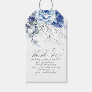 Dusty Blue Flowers Boho Thank You Gift Tags