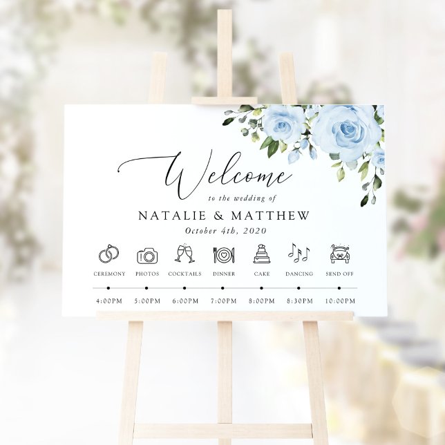 Dusty Blue Flowers, Boho, Wedding Welcome Poster (Creator Uploaded)