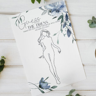 Dusty Blue Flowers Bridal Game Guess the Dress Flyer