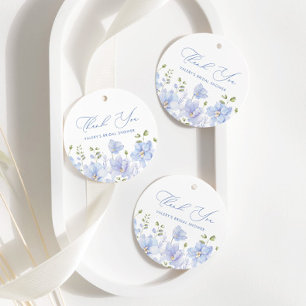 Dusty Blue Flowers Bridal Shower Favour Tags