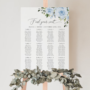 Dusty Blue Flowers, Greenery, Boho, Seating Chart