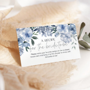 Dusty Blue Flowers Wedding Recipe Enclosure Card