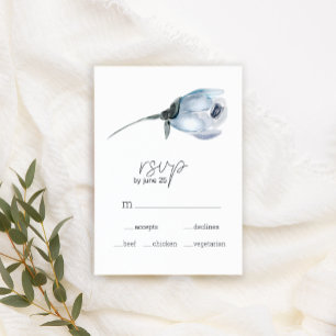 Dusty Blue Flowers Wedding RSVP Card
