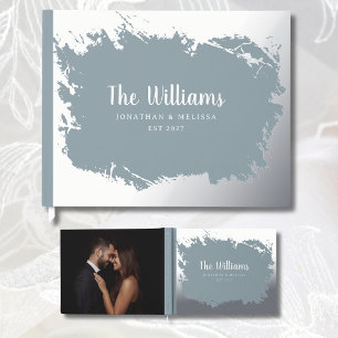Dusty Blue Foil Guest Book Photo Guestbook Unique
