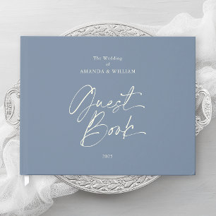 Dusty Blue Foil Wedding Guest Book