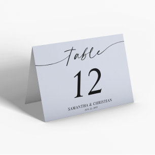 Dusty Blue Folded Tent Wedding Table Number card