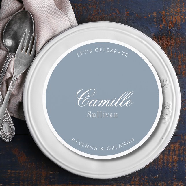 Dusty Blue Formal Round Wedding Guest Place Programme (Creator Uploaded)