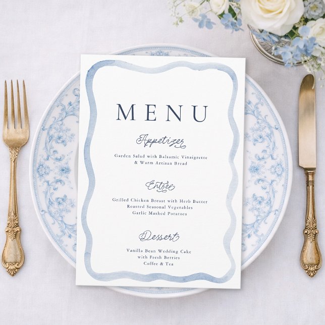 Dusty Blue French Estate Wedding Menu Card (Creator Uploaded)