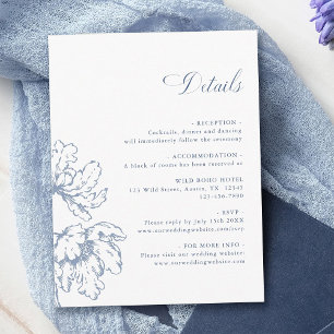Dusty Blue French Floral Wedding Details Enclosure Card