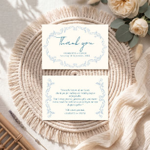 Dusty Blue French Toile Wedding Thank You Card Set