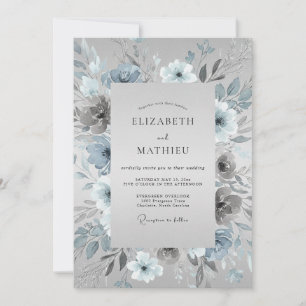 Dusty Blue Frosty Winter Wedding Invitation