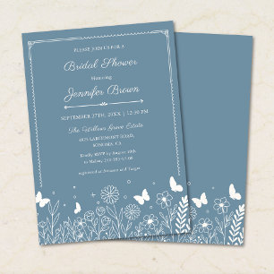 Dusty Blue Garden Bridal Shower Invitation