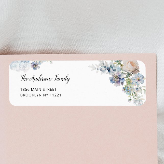 Dusty Blue Garden Floral Return Address (Creator Uploaded)