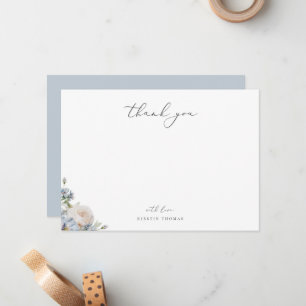 Dusty Blue Garden Floral Thank You Card
